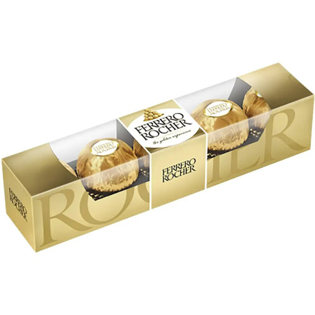 Gift box containing 8 Ferrero Rocher chocolates finished with a black ribbon.