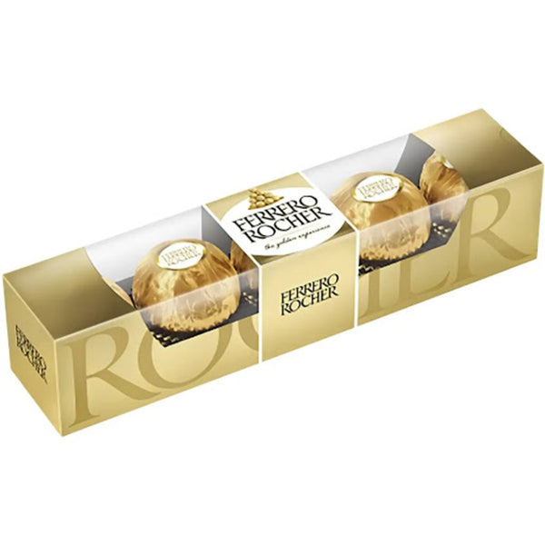 Gift box containing 8 Ferrero Rocher chocolates finished with a black ribbon.