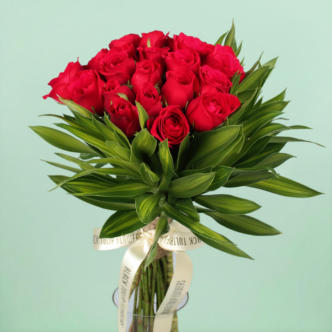 Ruby Rakhi with red roses and chocolates for Raksha Bandhan
