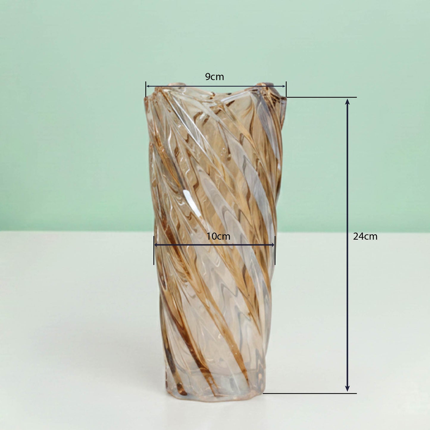 Amber Twisted Cylindrical Flower Vase