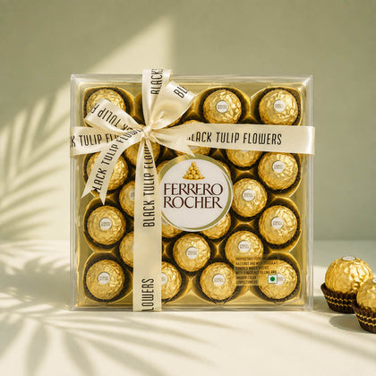 Ferrero Rocher chocolate 24 pieces gift box with elegant ribbon for birthdays anniversaries and romantic gifting