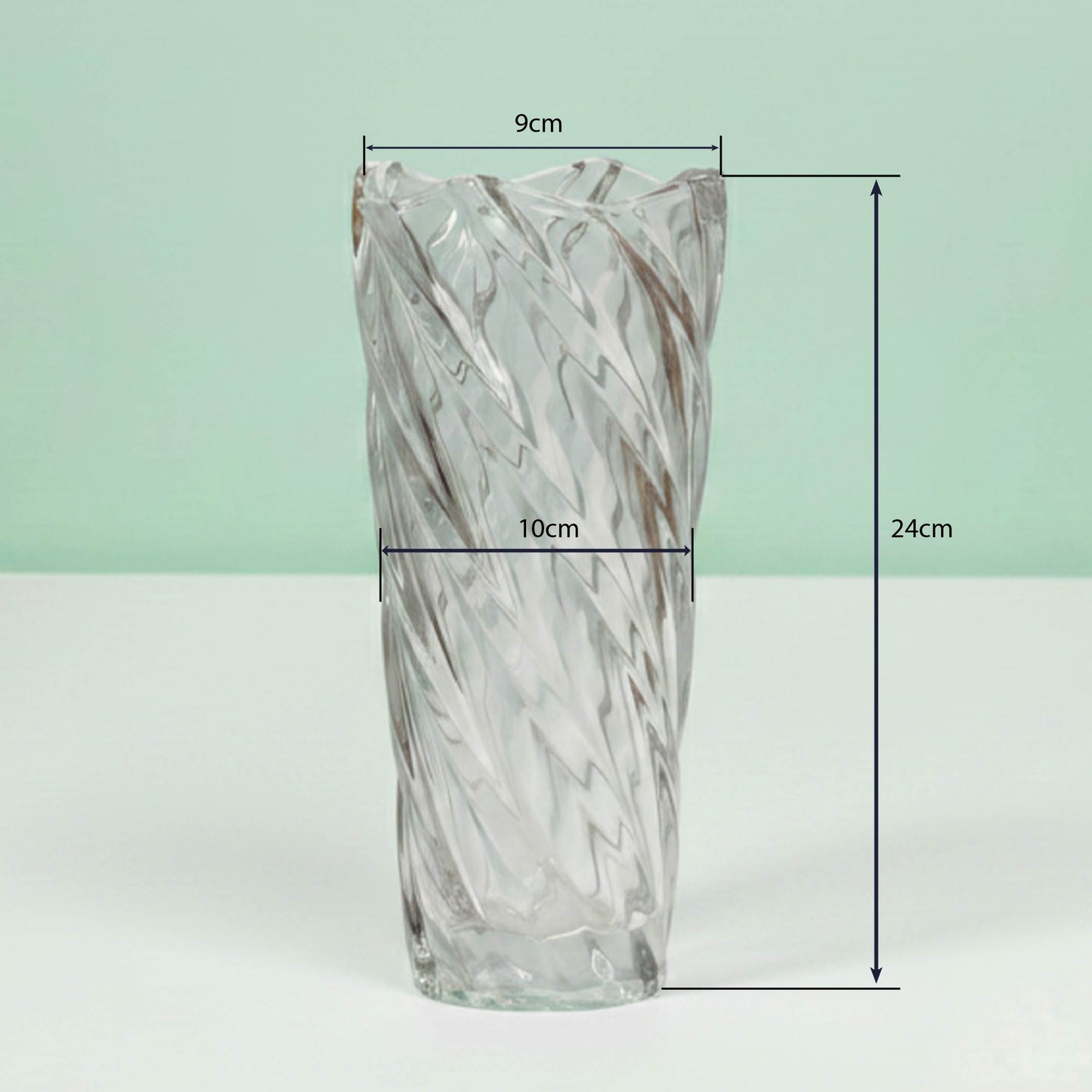 Tall Twisted Cylindrical Glass Vase