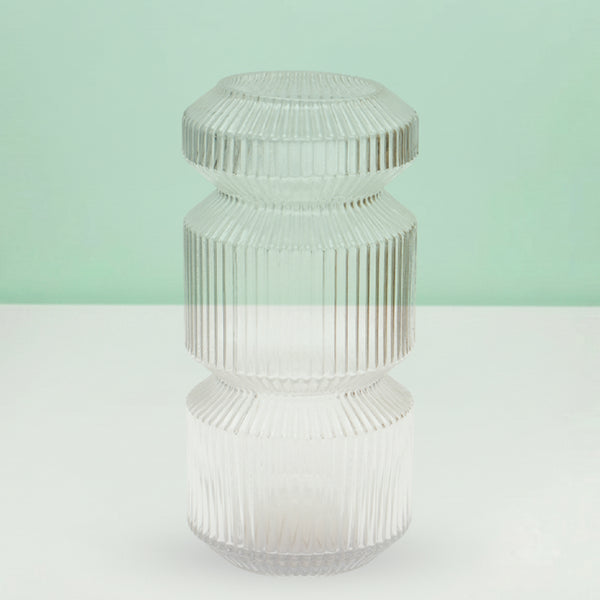 Three-Tier Geometric Ribbed Vase