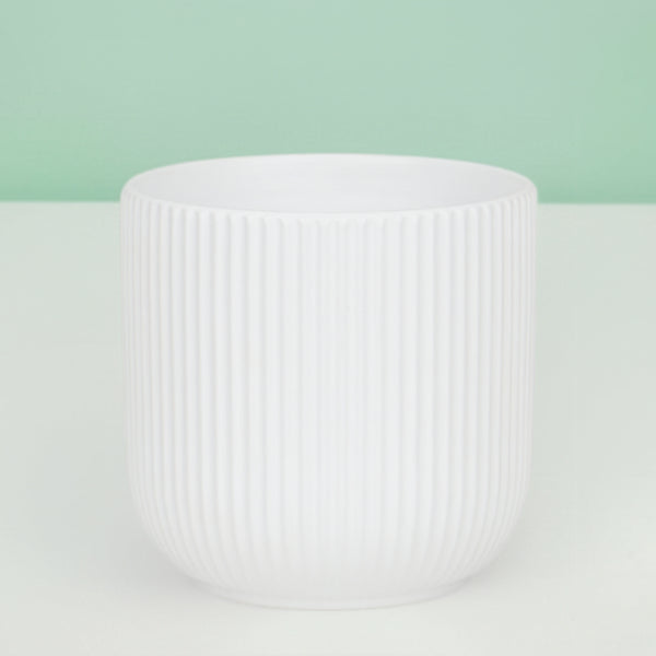 White Ceramic Small Cylinder Pot
