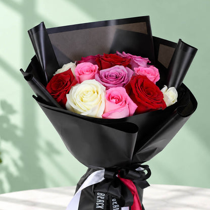30 red and white roses presented in stylish Korean flower wrapping