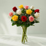 12 Mixed Rose Vase