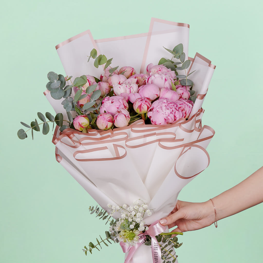 20 stem peony bouquet with premium peonies and elegant wrapping for gifting