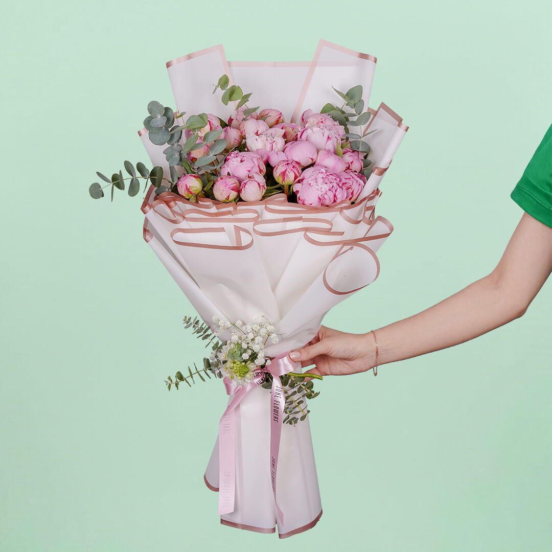 20 stem peony bouquet with premium peonies and elegant wrapping for gifting