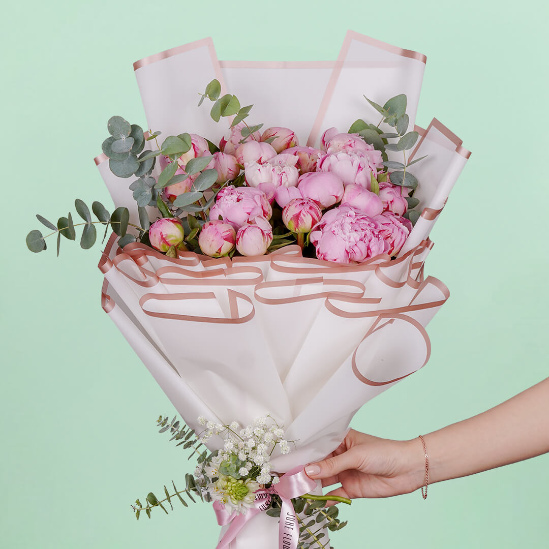 20 stem peony bouquet with premium peonies and elegant wrapping for gifting