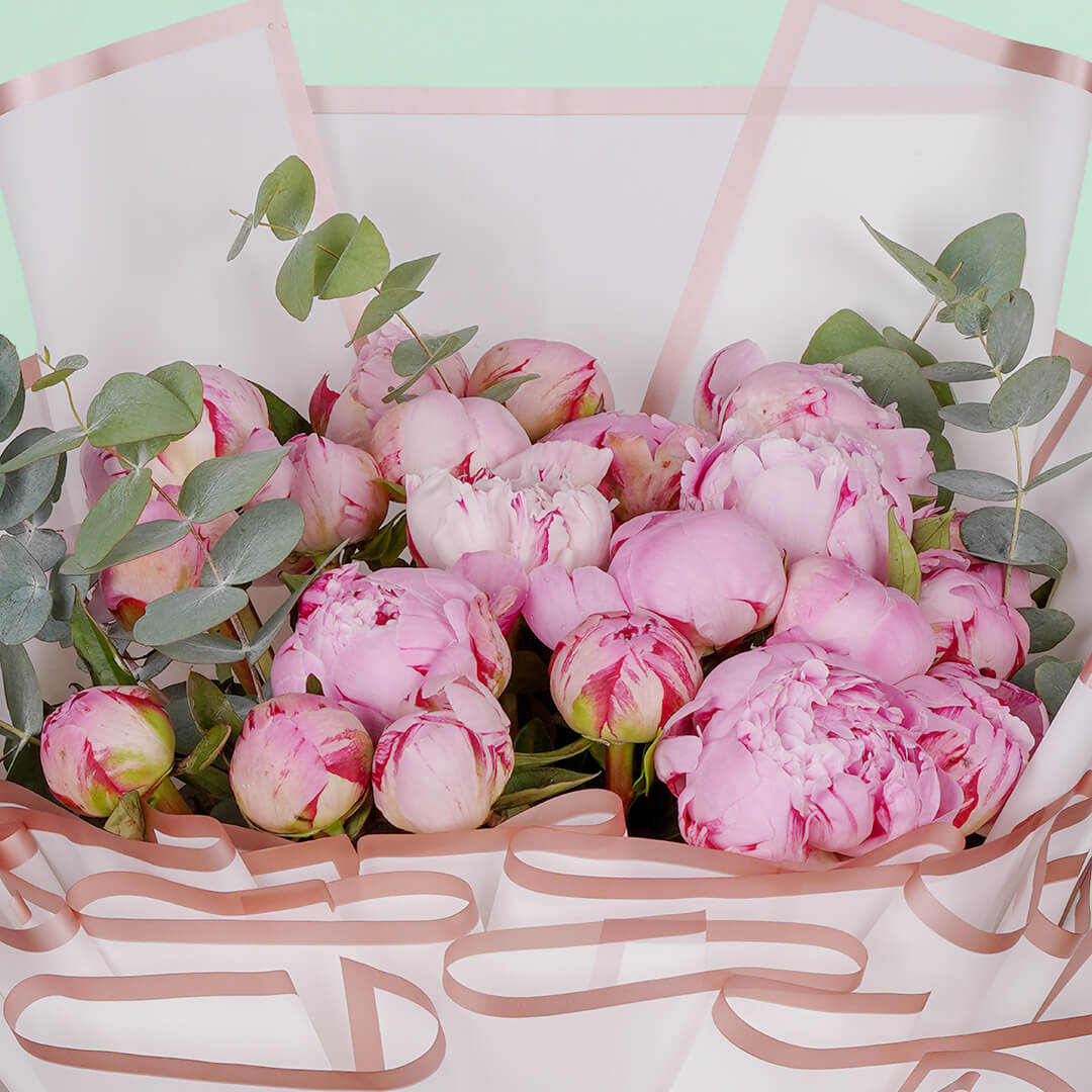 20 stem peony bouquet with premium peonies and elegant wrapping for gifting