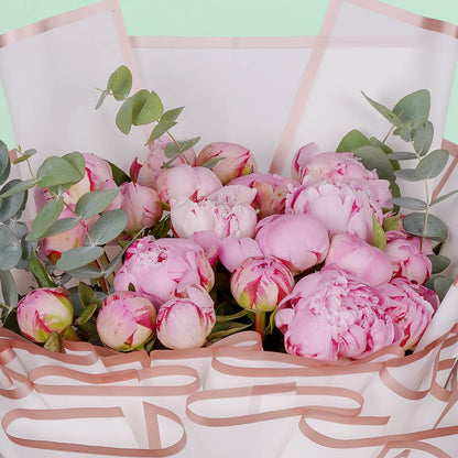 20 stem peony bouquet with premium peonies and elegant wrapping for gifting