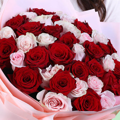 50 Red & Pink Rose Wrap