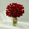 50 Red Roses in Vase
