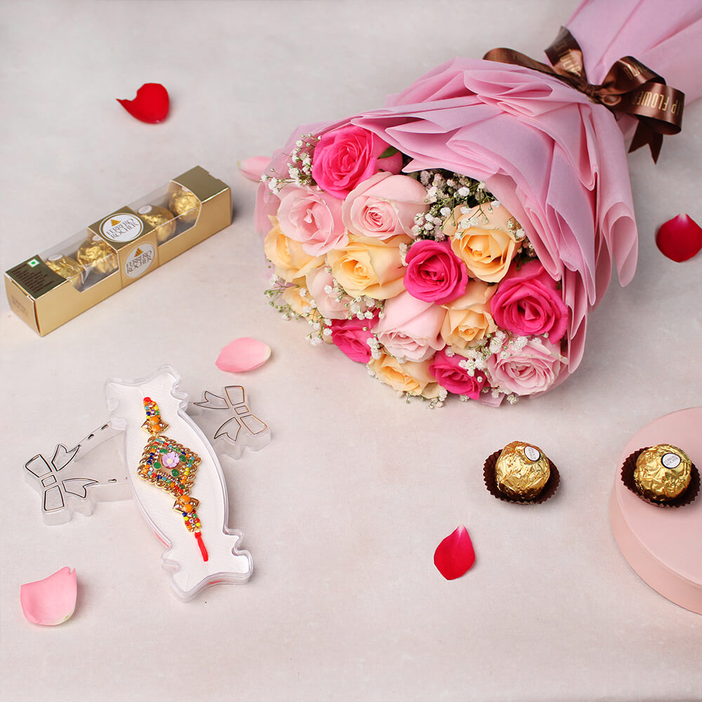 Floral and Sweet Rakhi Gift Set - Image 1