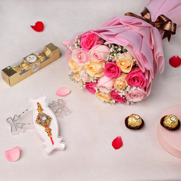 Floral and Sweet Rakhi Gift Set - Image 1