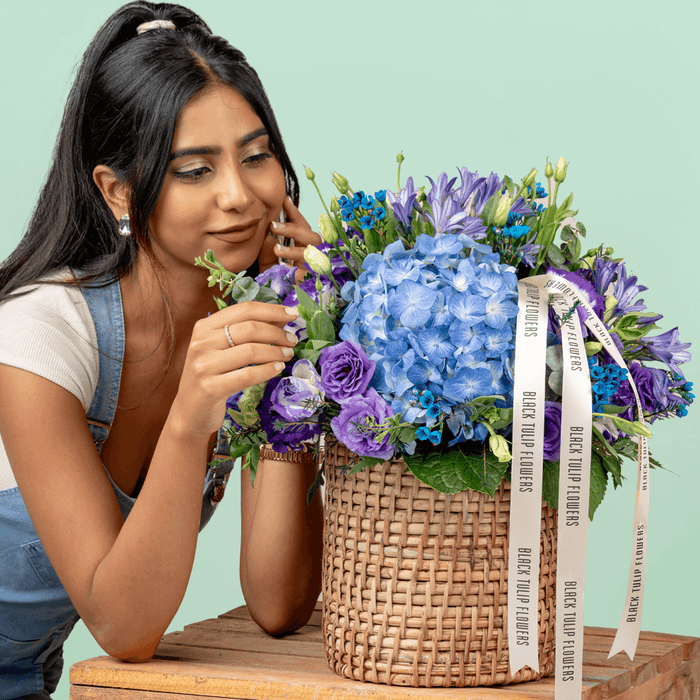 A Touch of Blue - Blue and Purple Flower Basket