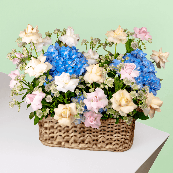 Pastel Hydrangea & Rose Basket