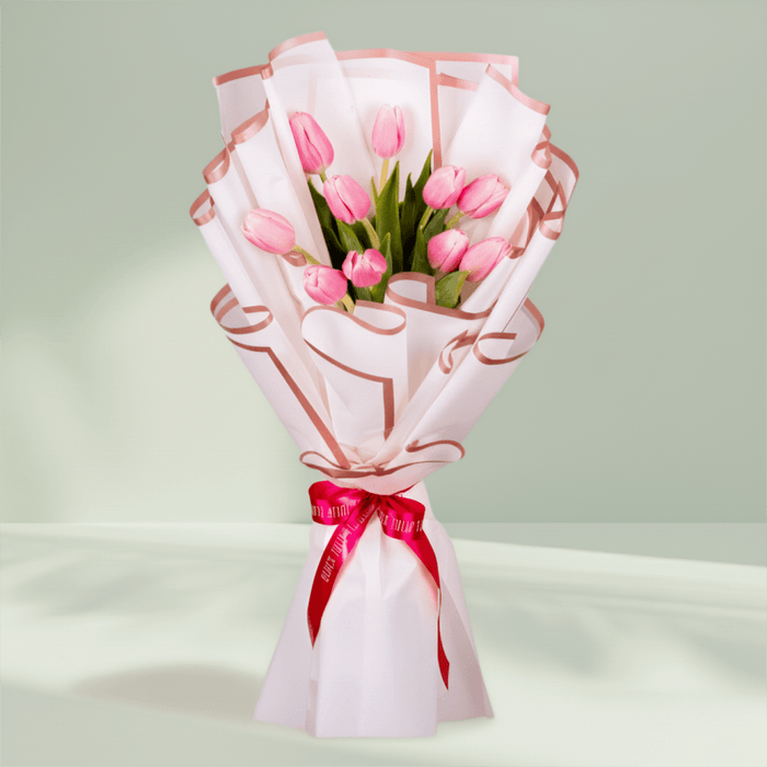 10 Stem Pink Tulips Bouquet