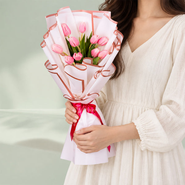 10 Stem Pink Tulips Bouquet