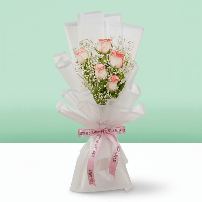 Blush Glow - 5 Light Pink Rose Bouquet