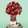 Bunch of Red Rose & Alstroemeria in Santa Claus Socks