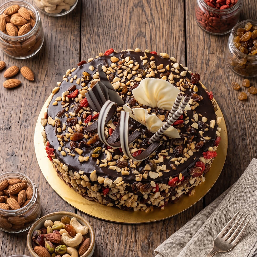 1/2 Kg Chocolate Truffle Dry Fruit Cake