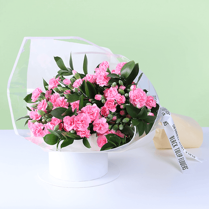 Dreamy Blush pink flower bouquet with pastel blooms and elegant wrapping