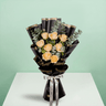 Elegant 8 Peach Roses with Eucalyptus