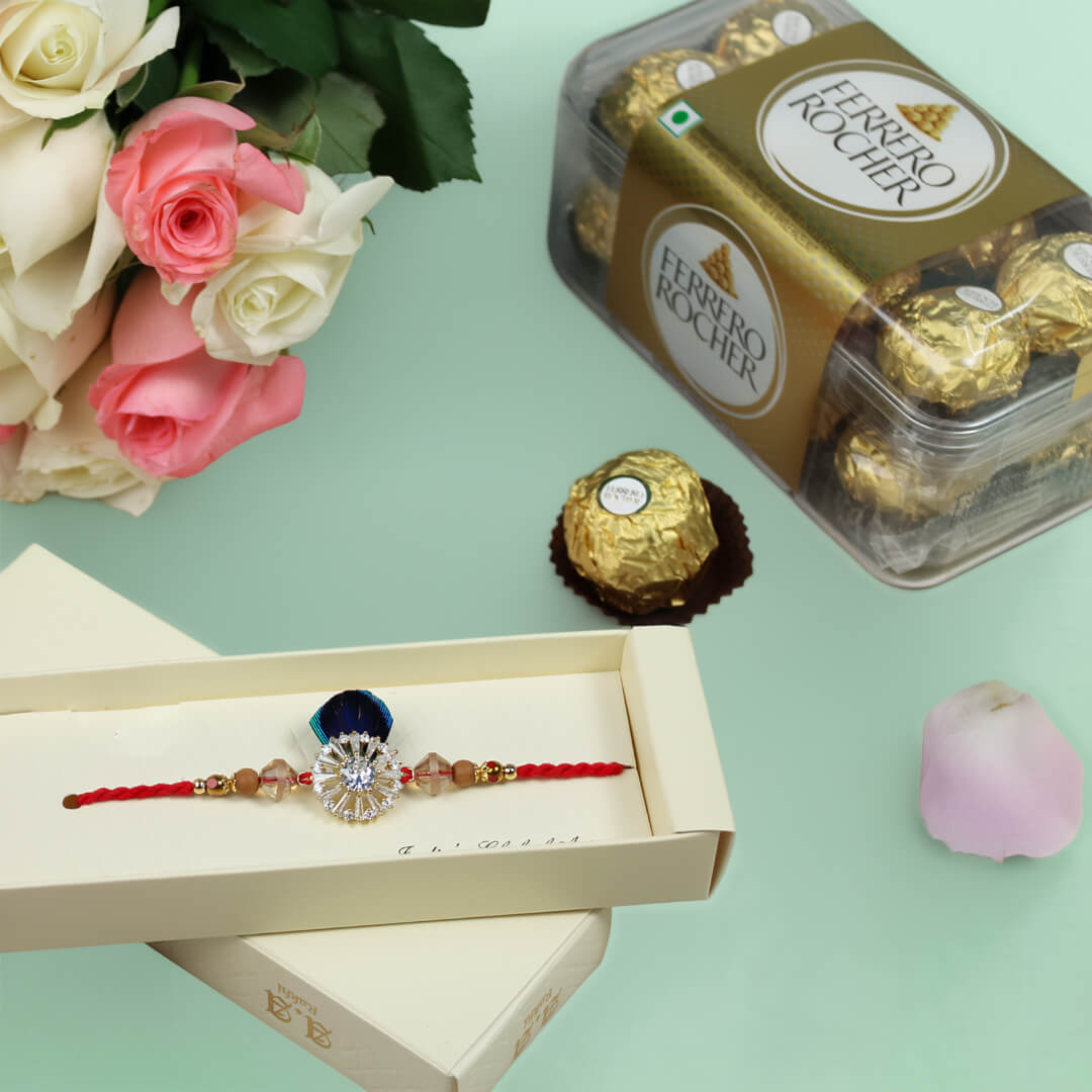 Elegant Blossom and Delight Rakhi Combo with Flowers and Rakhi Gift Hamper