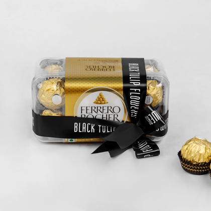 Gift box containing 16 Ferrero Rocher chocolates in elegant packaging.