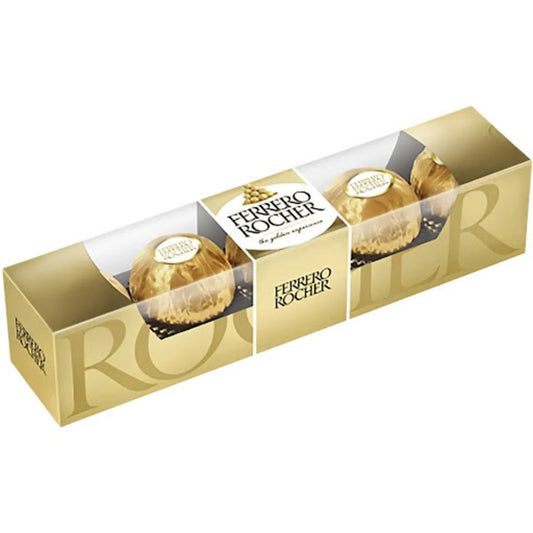 Gift box containing 8 Ferrero Rocher chocolates finished with a black ribbon.