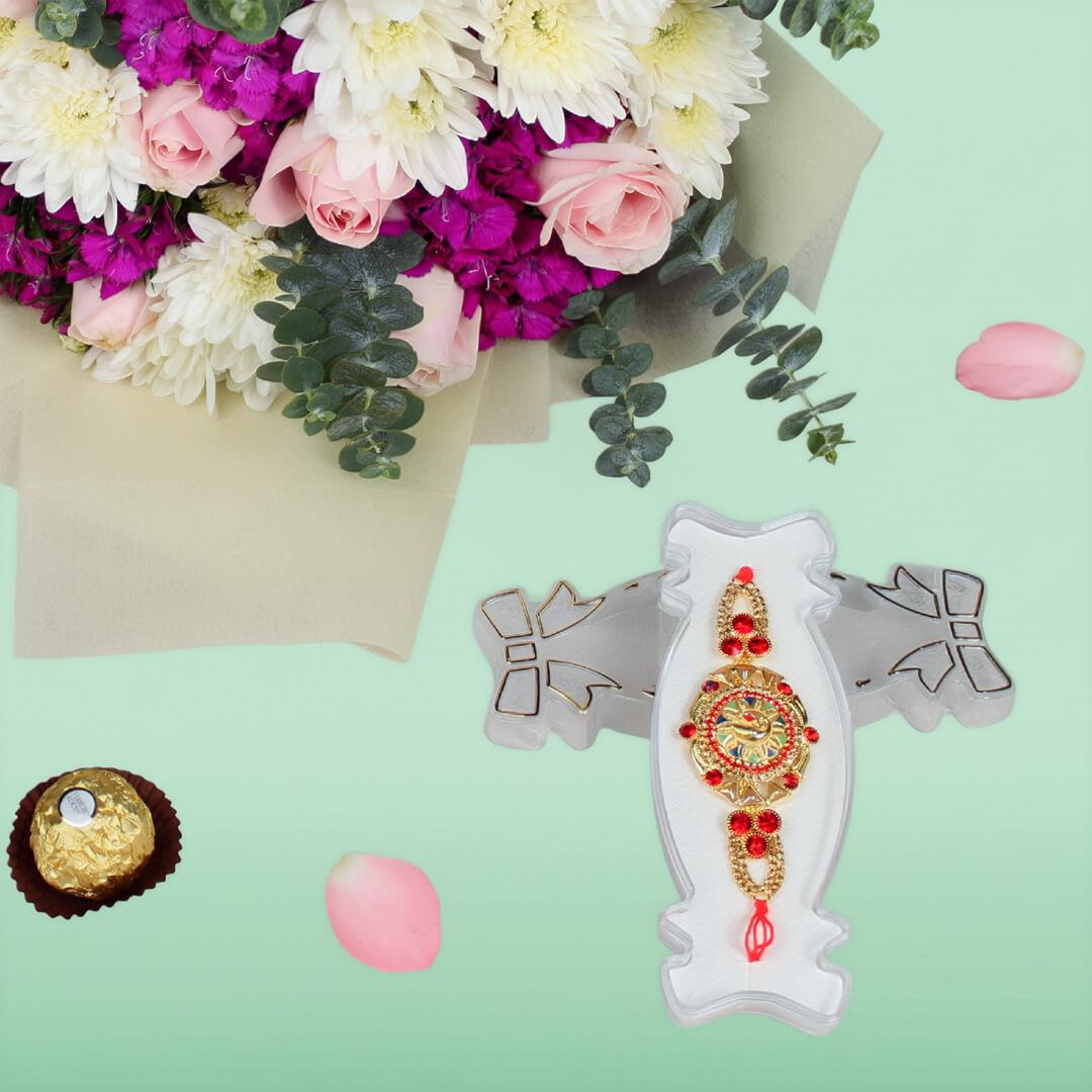 Floral Delight Rakhi Combo with flowers and Rakhi gift for Raksha Bandhan
