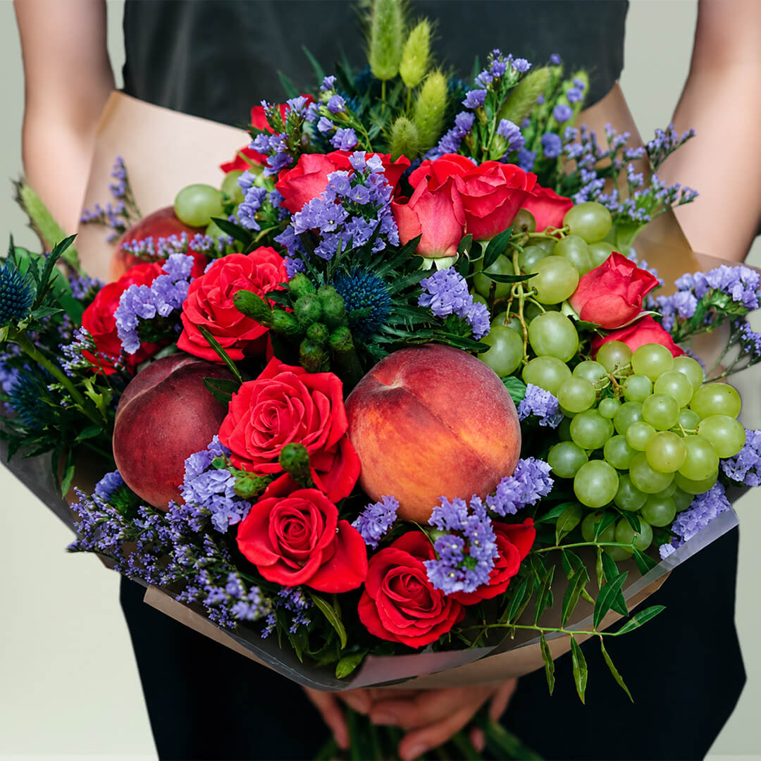 Fresh fruit bouquet gift arrangement with assorted fruits
