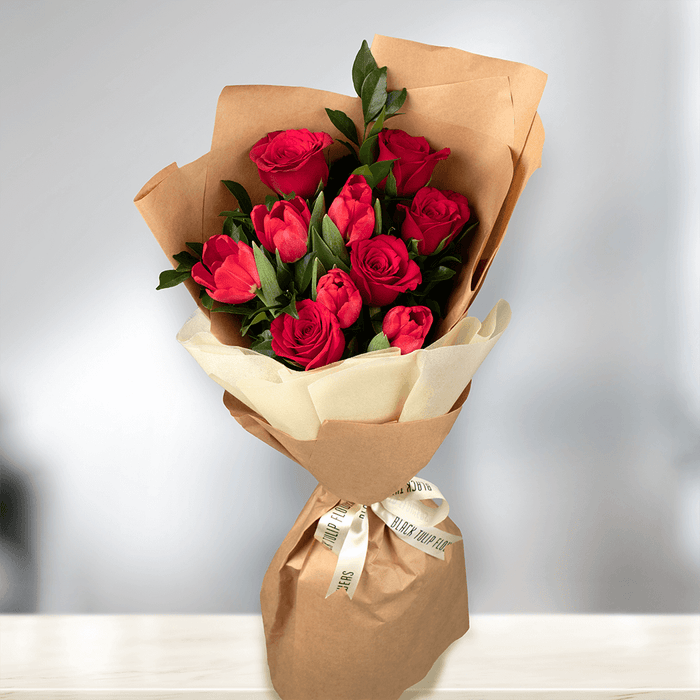 Golden Years - Red Tulips and Roses