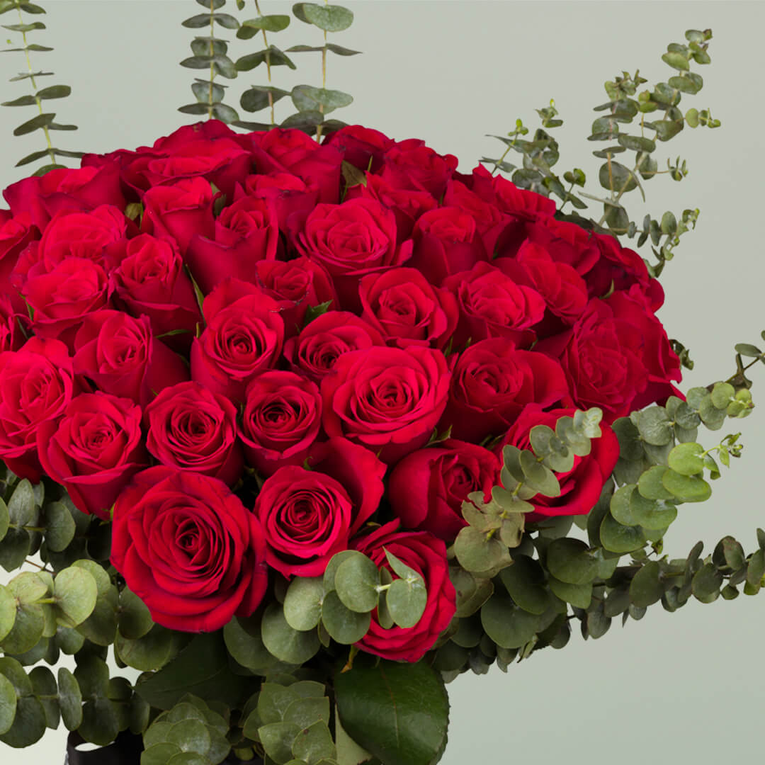 Grand 50 Red Roses Bouquet – Fresh Red Rose Flower Bouquet