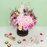Pastel Flower Box with Rakhi and Ferrero