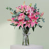 Pink Lily Eucalyptus Vase