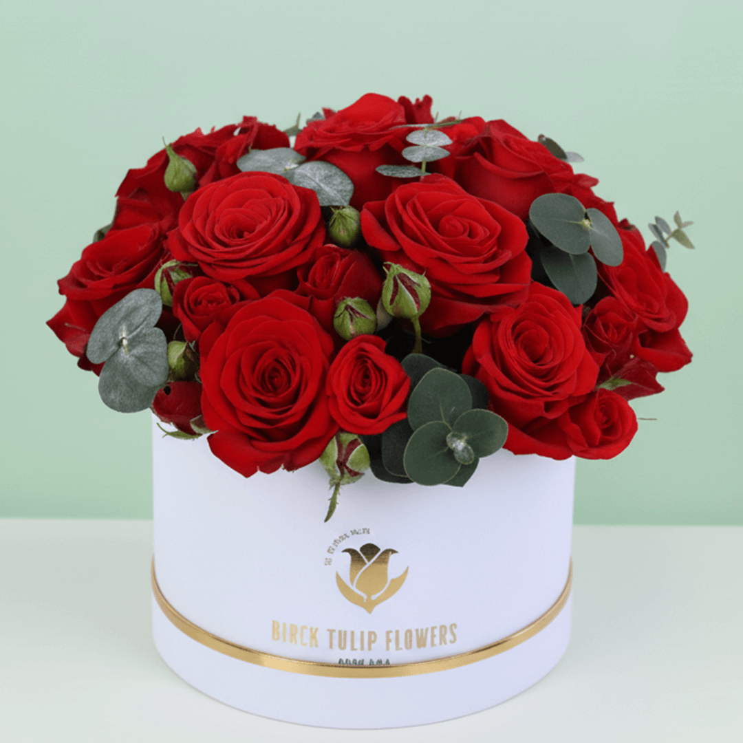 Red Roses Valentine Luxury Box arranged with red roses in a premium flower box