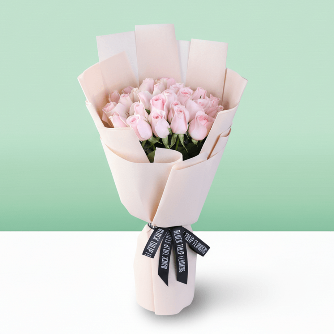 Pink Rose Bouquet for Mom with 25 pink roses and Mother’s Day card