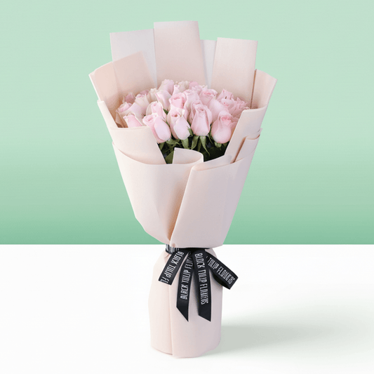 Pink Rose Bouquet for Mom with 25 pink roses and Mother’s Day card