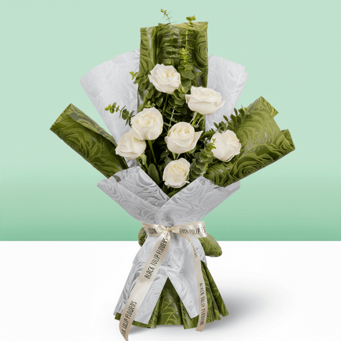 Royal White - 7 White Rose Bouquet
