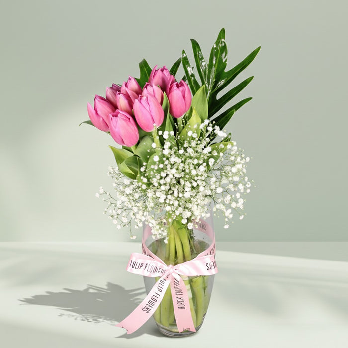 Stunning Pink Tulips Vase