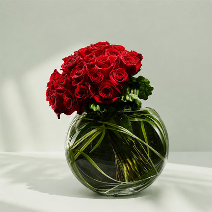 Fresh stunning red roses bouquet for online flower delivery