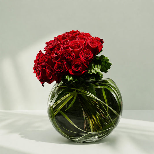 Fresh stunning red roses bouquet for online flower delivery