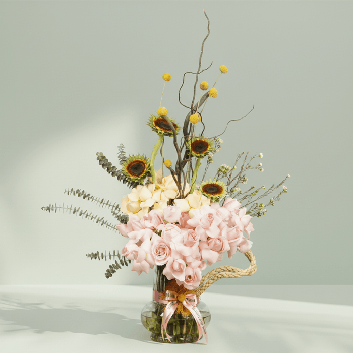 Sunflower Pink Rose Vase