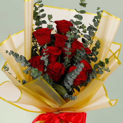 Ten Red Roses for My Love – Romantic Rose Bouquet for Special Occasions.
