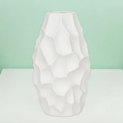White Geometric Barrel Vase