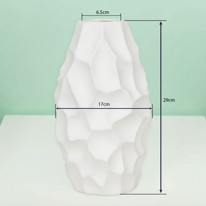 White Geometric Barrel Vase