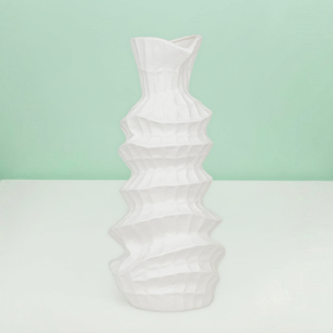 White Sculpted Flower Vase