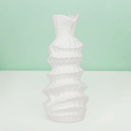 White Sculpted Flower Vase
